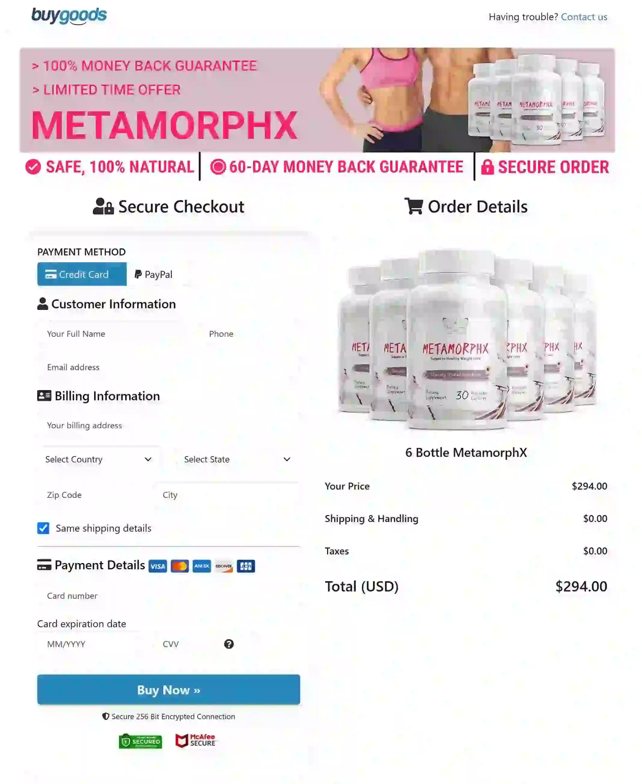 Metamorphx Official Website Secure Order Page